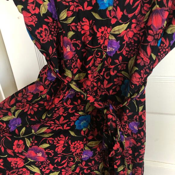 VTG 90s Betsy's Things Floral Maxi Dress Tag 14P M Rayon Dark Cottagecore Petite - Picture 7 of 11